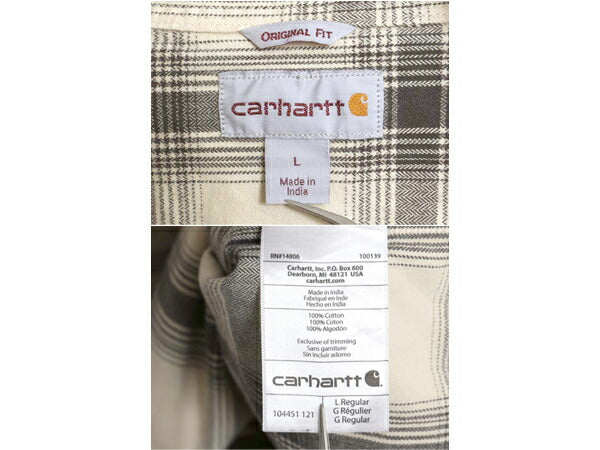 US企画 カーハート チェック ヘビー フランネル シャツ メンズ L ワーク ネルシャツ コットン 長袖シャツ マルチカラー ワンポイント 廃盤