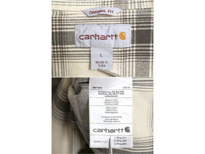 US企画 カーハート チェック ヘビー フランネル シャツ メンズ L ワーク ネルシャツ コットン 長袖シャツ マルチカラー ワンポイント 廃盤