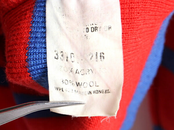 80s ビンテージ ■ リーバイス ボーダー 長袖 ニット セーター ( L メンズ M 程) 古着 80年代 Levis アクリル ウール 2トーン 長袖セーター