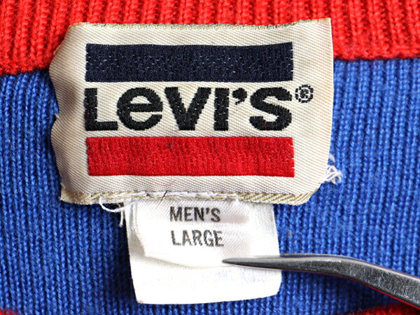80s ビンテージ ■ リーバイス ボーダー 長袖 ニット セーター ( L メンズ M 程) 古着 80年代 Levis アクリル ウール 2トーン 長袖セーター