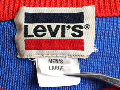 80s ビンテージ ■ リーバイス ボーダー 長袖 ニット セーター ( L メンズ M 程) 古着 80年代 Levis アクリル ウール 2トーン 長袖セーター