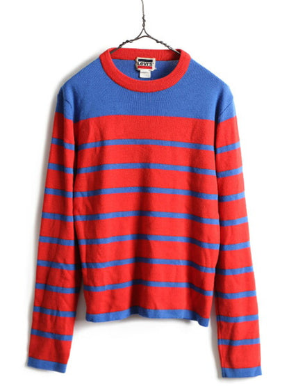 80s ビンテージ ■ リーバイス ボーダー 長袖 ニット セーター ( L メンズ M 程) 古着 80年代 Levis アクリル ウール 2トーン 長袖セーター