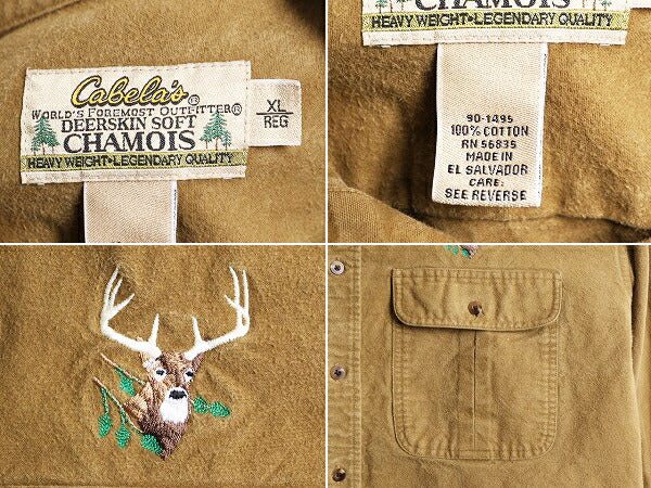 カベラス コットン シャモア クロス 長袖 シャツ メンズ XL / 古着 Cabelas ネルシャツ フランネル 大きいサイズ アウトドア ハンティング