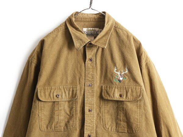 カベラス コットン シャモア クロス 長袖 シャツ メンズ XL / 古着 Cabelas ネルシャツ フランネル 大きいサイズ アウトドア ハンティング