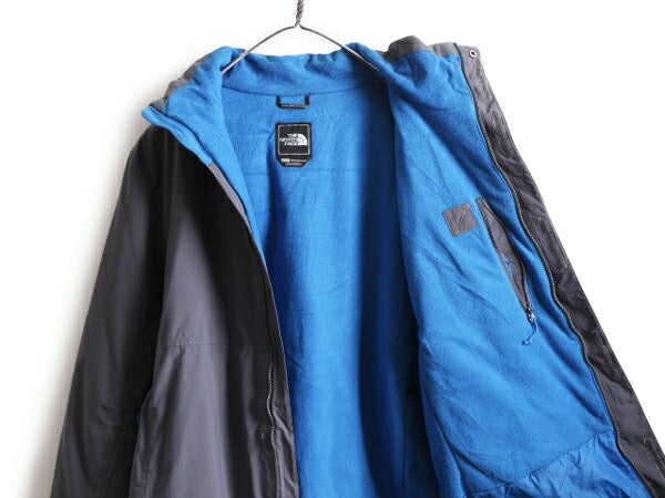 ノースフェイス HYVENT 中綿 ナイロン ジャケット メンズ L / 古着 The North Face フルジップ ブルゾン アウトドア マンパ 裏 フリース 灰