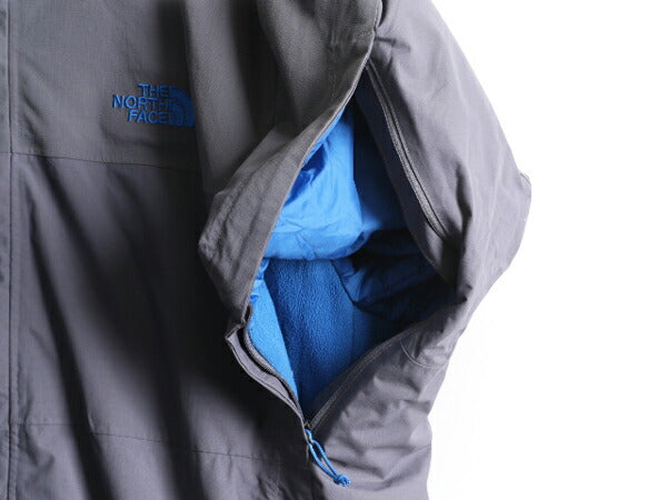 ノースフェイス HYVENT 中綿 ナイロン ジャケット メンズ L / 古着 The North Face フルジップ ブルゾン アウトドア マンパ 裏 フリース 灰