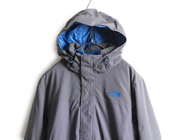 ノースフェイス HYVENT 中綿 ナイロン ジャケット メンズ L / 古着 The North Face フルジップ ブルゾン アウトドア マンパ 裏 フリース 灰