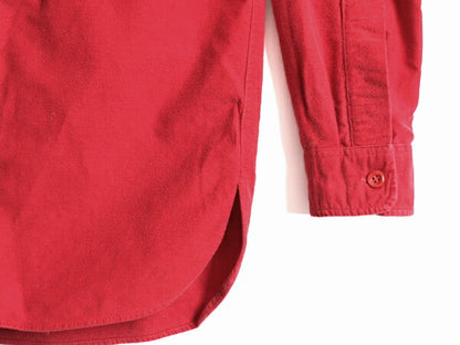 80s ■ エルエルビーン コットン シャモア クロス 長袖 シャツ ( 15 メンズ M 程) 古着 80年代 LLBEAN LLビーン ネルシャツ 無地 旧タグ 赤