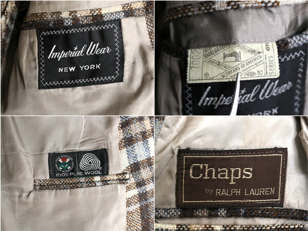 70s USA製 チャップス ラルフローレン ツイード テーラード ジャケット メンズ M 程/ ヴィンテージ CHAPS ポロ ブレザー ウール チェック