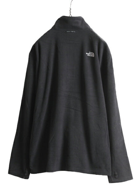 ノースフェイス フルジップ フリース ジャケット メンズ L 古着 The North Face ジャンパー アウトドア ワンポイント ブラック ブルゾン 黒