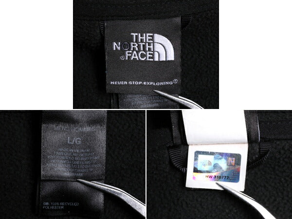 ノースフェイス フルジップ フリース ジャケット メンズ L 古着 The North Face ジャンパー アウトドア ワンポイント ブラック ブルゾン 黒