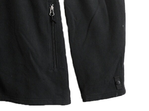 ノースフェイス フルジップ フリース ジャケット メンズ L 古着 The North Face ジャンパー アウトドア ワンポイント ブラック ブルゾン 黒