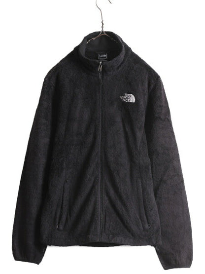 US企画 ノースフェイス フリース ジャケット レディース M 古着 The North Face ジャンパー ブルゾン アウトドア フルジップ 毛長 ブラック