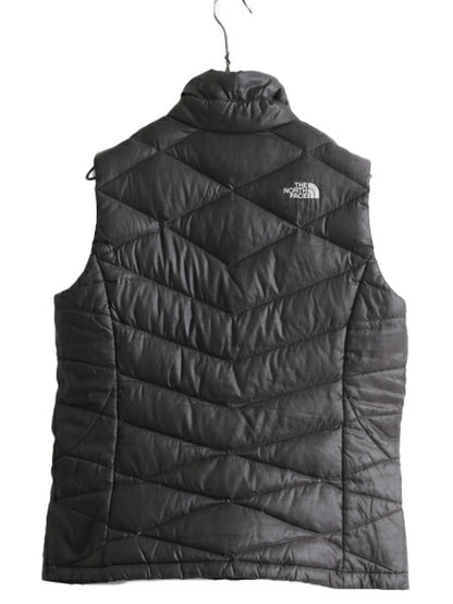 US企画 ノースフェイス ナイロン ダウン ベスト レディース M / The North Face フルジップ キルティング 550フィル アウトドア 重ね着 灰
