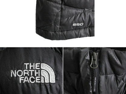 US企画 ノースフェイス ナイロン ダウン ベスト レディース M / The North Face フルジップ キルティング 550フィル アウトドア 重ね着 灰