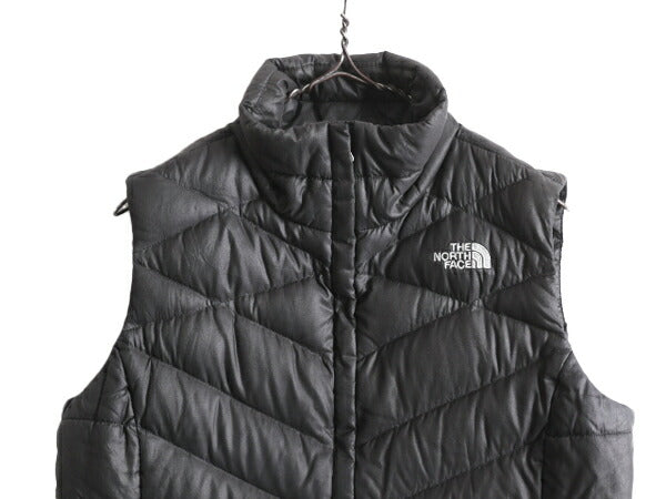 US企画 ノースフェイス ナイロン ダウン ベスト レディース M / The North Face フルジップ キルティング 550フィル アウトドア 重ね着 灰