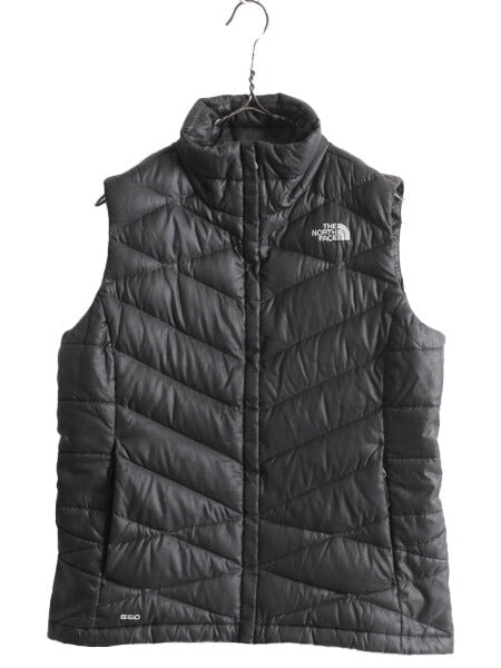 US企画 ノースフェイス ナイロン ダウン ベスト レディース M / The North Face フルジップ キルティング 550フィル アウトドア 重ね着 灰