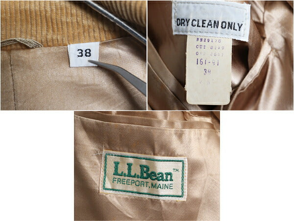 80s エルエルビーン ノーフォーク テーラード ジャケット メンズ M 程/ 80年代 ヴィンテージ LLBEAN ブレザー 太畝 コーデュロイ ブラウン