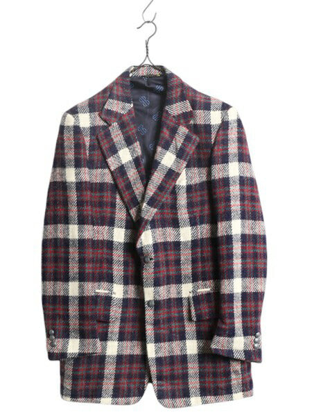 70s USA製 BILL BLASS チェック ツイード テーラード ジャケット メンズ L 程 70年代 ヴィンテージ ブレザー ウール マルチカラー トラッド