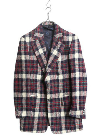 70s USA製 BILL BLASS チェック ツイード テーラード ジャケット メンズ L 程 70年代 ヴィンテージ ブレザー ウール マルチカラー トラッド