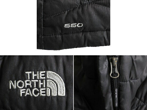 US企画 ノースフェイス ナイロン ダウン ベスト レディース S / The North Face フルジップ キルティング 550フィル アウトドア 重ね着 灰