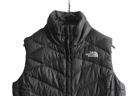 US企画 ノースフェイス ナイロン ダウン ベスト レディース S / The North Face フルジップ キルティング 550フィル アウトドア 重ね着 灰