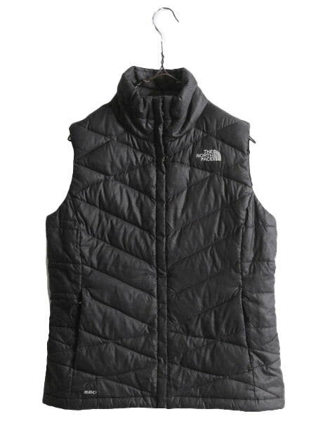 US企画 ノースフェイス ナイロン ダウン ベスト レディース S / The North Face フルジップ キルティング 550フィル アウトドア 重ね着 灰