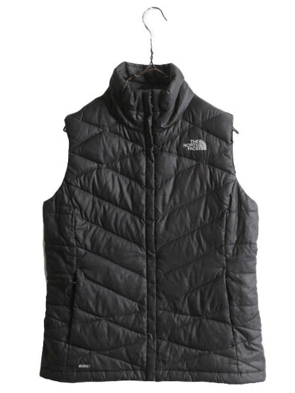 US企画 ノースフェイス ナイロン ダウン ベスト レディース S / The North Face フルジップ キルティング 550フィル アウトドア 重ね着 灰