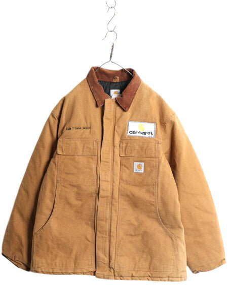 USA製 US企画 カーハート トラディショナル コート メンズ XL 程 ブラウン ダック ジャケット ブルゾン 中綿 キルティング ライナー 企業物
