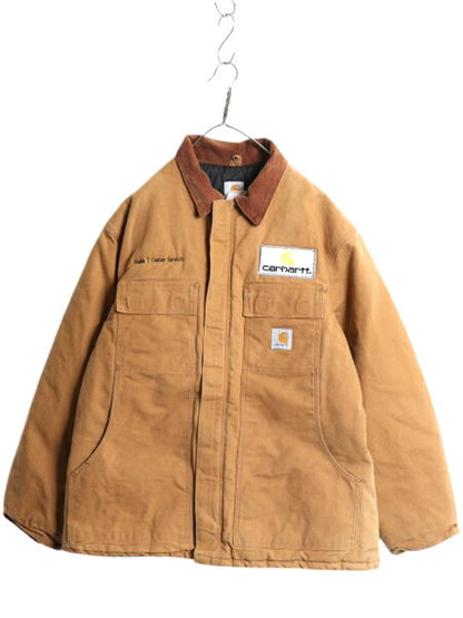 USA製 US企画 カーハート トラディショナル コート メンズ XL 程 ブラウン ダック ジャケット ブルゾン 中綿 キルティング ライナー 企業物