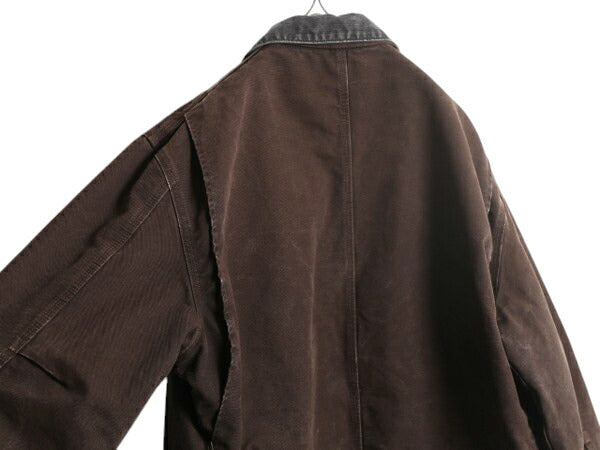 US企画 カーハート リッジ コート メンズ XL CARHARTT ダック ジャケット ブルゾン ワーク 裏 ボア パイル フリース 廃盤 フルジップ 濃茶
