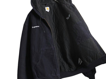 US企画 カーハート アクティブ ジャケット メンズ XL / CARHARTT ダック パーカー 中綿 キルティング ライナー ワーク フルジップ 企業 紺