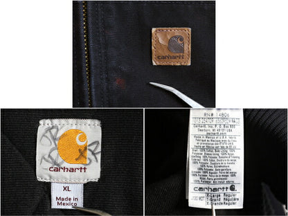 US企画 カーハート アクティブ ジャケット メンズ XL / CARHARTT ダック パーカー 中綿 キルティング ライナー ワーク フルジップ 企業 紺