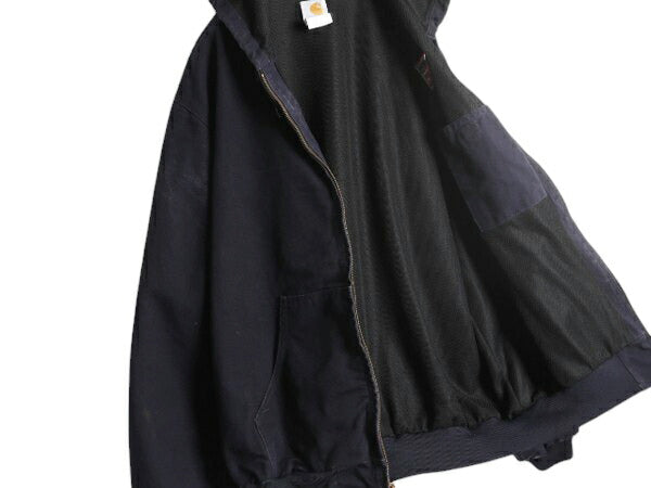 USA製 カーハート アクティブ ジャケット メンズ XL 程/ CARHARTT ダック メッシュ ライナー パーカー ブルゾン フルジップ 企業 ネイビー