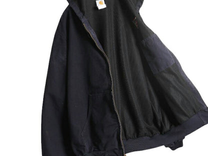 USA製 カーハート アクティブ ジャケット メンズ XL 程/ CARHARTT ダック メッシュ ライナー パーカー ブルゾン フルジップ 企業 ネイビー
