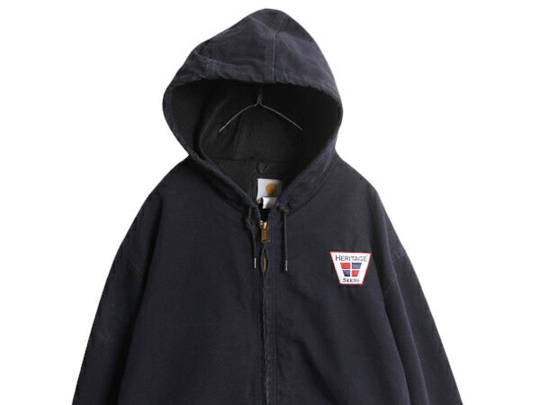 USA製 カーハート アクティブ ジャケット メンズ XL 程/ CARHARTT ダック メッシュ ライナー パーカー ブルゾン フルジップ 企業 ネイビー