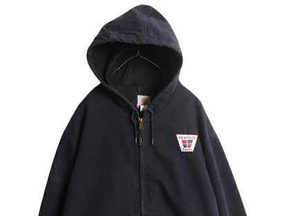 USA製 カーハート アクティブ ジャケット メンズ XL 程/ CARHARTT ダック メッシュ ライナー パーカー ブルゾン フルジップ 企業 ネイビー