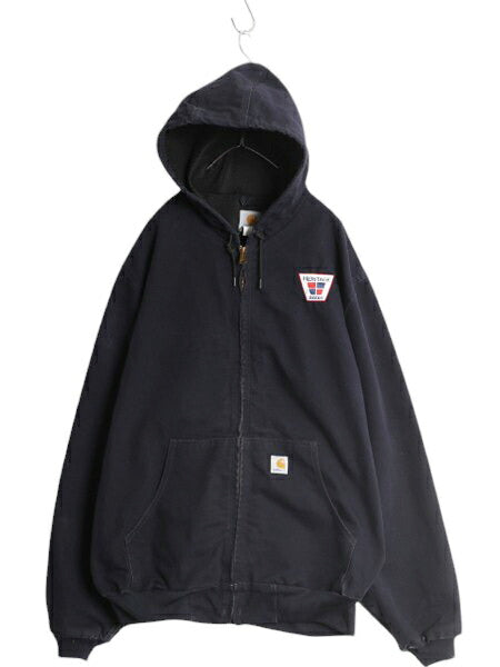 USA製 カーハート アクティブ ジャケット メンズ XL 程/ CARHARTT ダック メッシュ ライナー パーカー ブルゾン フルジップ 企業 ネイビー