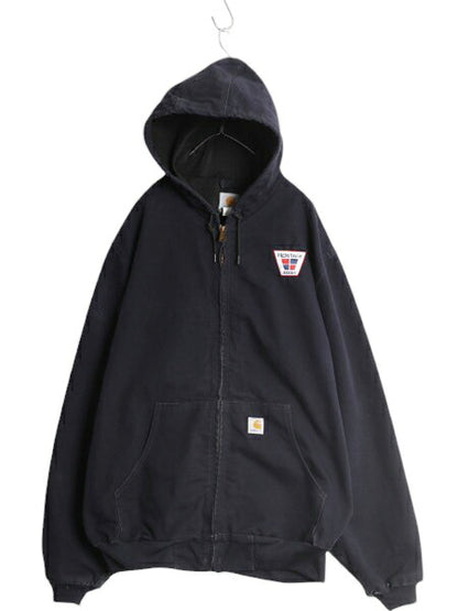 USA製 カーハート アクティブ ジャケット メンズ XL 程/ CARHARTT ダック メッシュ ライナー パーカー ブルゾン フルジップ 企業 ネイビー