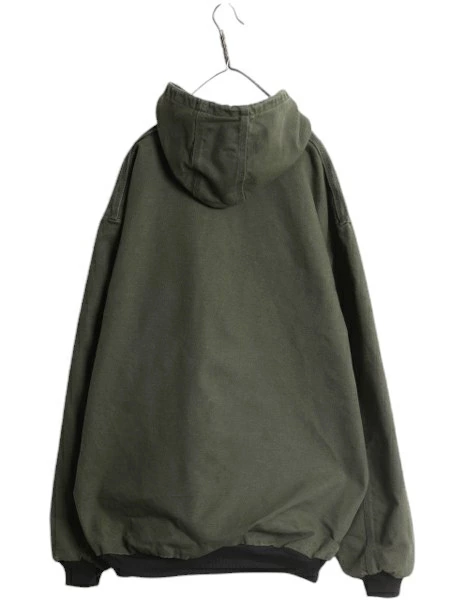 カーハート アクティブ ジャケット メンズ XXL / CARHARTT ダック メッシュ ライナー パーカー ブルゾン フルジップ 大きいサイズ グリーン