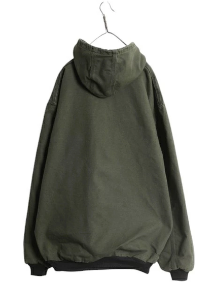 カーハート アクティブ ジャケット メンズ XXL / CARHARTT ダック メッシュ ライナー パーカー ブルゾン フルジップ 大きいサイズ グリーン