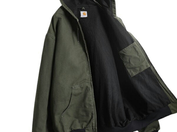 カーハート アクティブ ジャケット メンズ XXL / CARHARTT ダック メッシュ ライナー パーカー ブルゾン フルジップ 大きいサイズ グリーン