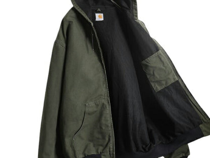 カーハート アクティブ ジャケット メンズ XXL / CARHARTT ダック メッシュ ライナー パーカー ブルゾン フルジップ 大きいサイズ グリーン