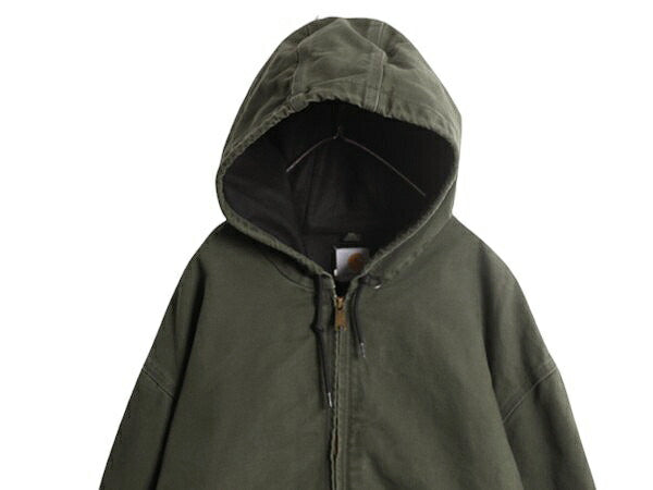 カーハート アクティブ ジャケット メンズ XXL / CARHARTT ダック メッシュ ライナー パーカー ブルゾン フルジップ 大きいサイズ グリーン