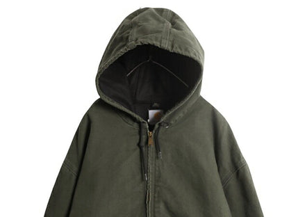 カーハート アクティブ ジャケット メンズ XXL / CARHARTT ダック メッシュ ライナー パーカー ブルゾン フルジップ 大きいサイズ グリーン