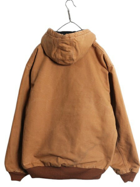 US企画 USA製 カーハート アクティブ ジャケット メンズ XL / CARHARTT ダック パーカー 中綿 キルティング ライナー ワーク フルジップ 茶