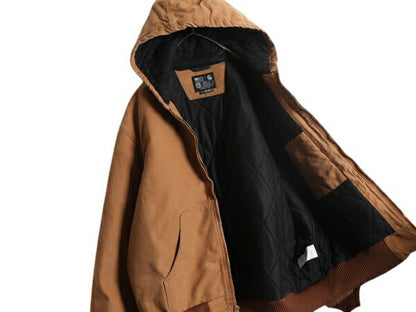US企画 USA製 カーハート アクティブ ジャケット メンズ XL / CARHARTT ダック パーカー 中綿 キルティング ライナー ワーク フルジップ 茶