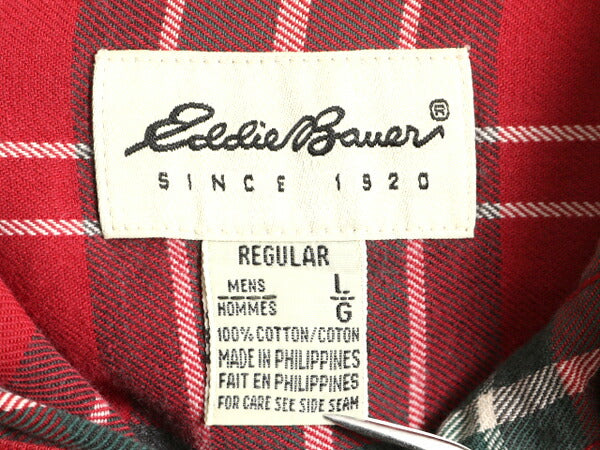 90s エディーバウアー チェック ボタンダウン フランネル シャツ メンズ L 古着 90年代 オールド Eddie Bauer アウトドア ネルシャツ ネル