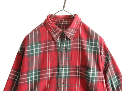 90s エディーバウアー チェック ボタンダウン フランネル シャツ メンズ L 古着 90年代 オールド Eddie Bauer アウトドア ネルシャツ ネル