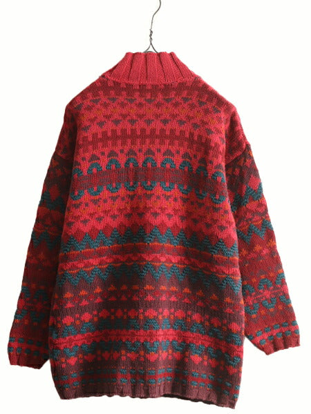 80s USA製 エルエルビーン フェアアイル コットン ニット セーター レディース L / ヴィンテージ LLBEAN ノルディック LLビーン ハイネック